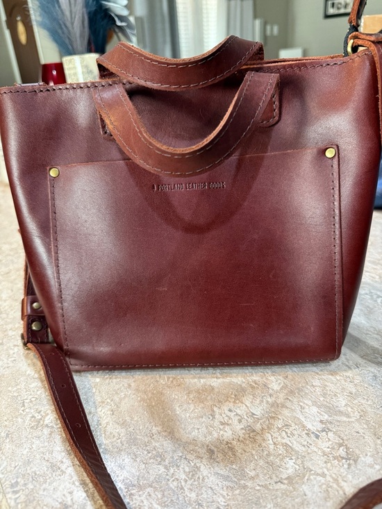 Portland Leather Handbags - Portland Leather Burgundy Brown Compact Leather Tote